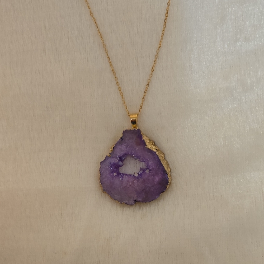 Purple Geode Pendant Necklace